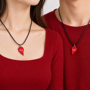 Beautiful Heart Charm Magnetic Necklace Pair for Couples & Friends