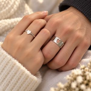 Silver Plated Love Heart Promise Rings for Matching Girls & Boys
