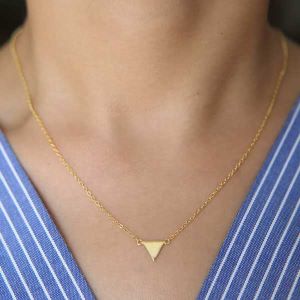 Single Triangle-Shape Pendant Necklaces - Gold Plated Pendants for Girls