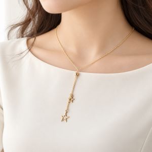 Star Shaped Long Pendant Necklaces with Long Chain For Girls