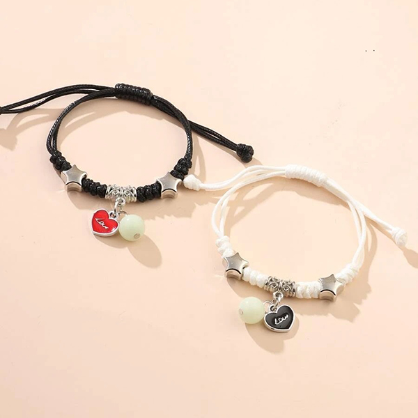 Dual Colored Adjustable Luminous Bracelets- Adjustable Heart Bracelets For Couples and Friends