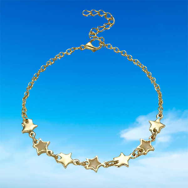 Trendy Glowing Aqua Stars Charm Bracelets- Glowing In The Dark Golden Bracelets for Girls