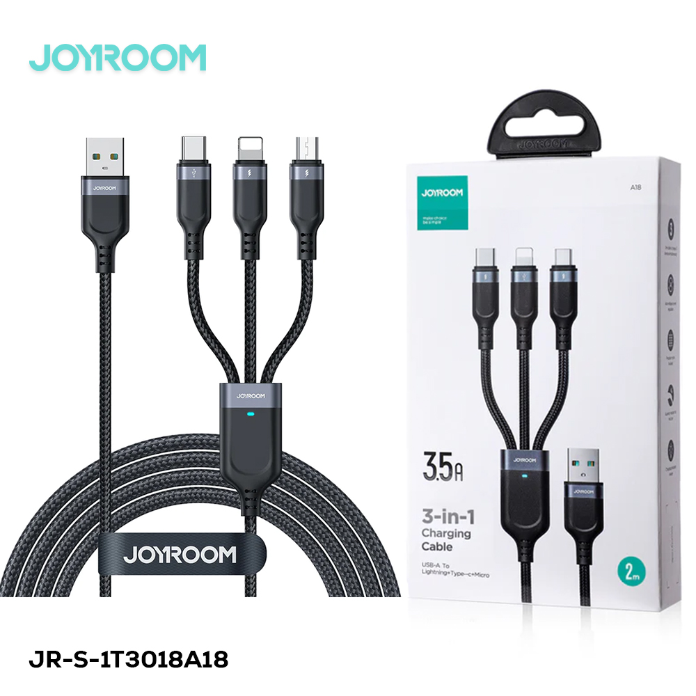 3-In-1 Joyroom S-1T3018A18 Multi-Use 3.5A Usb-A To Lightning 1.2M Type-C Data Cable