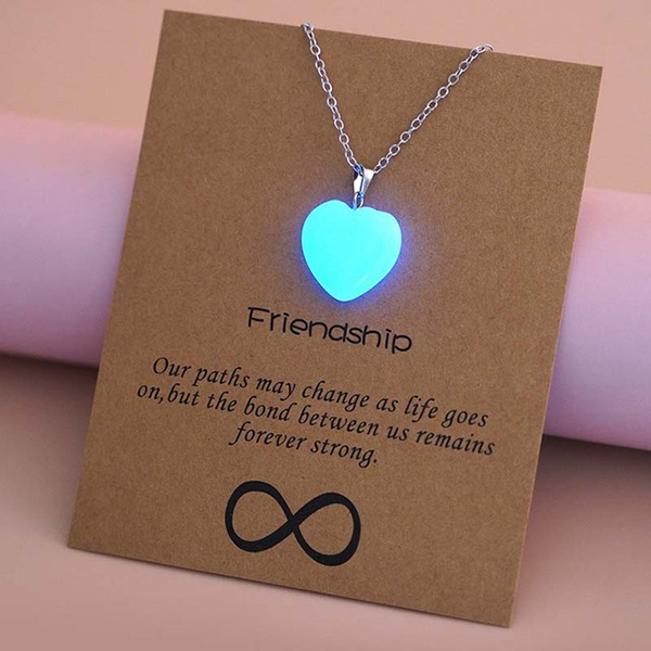 Luminous Blue and Green Heart-Shaped Pendant Necklaces For Ladies- Gift Accessories