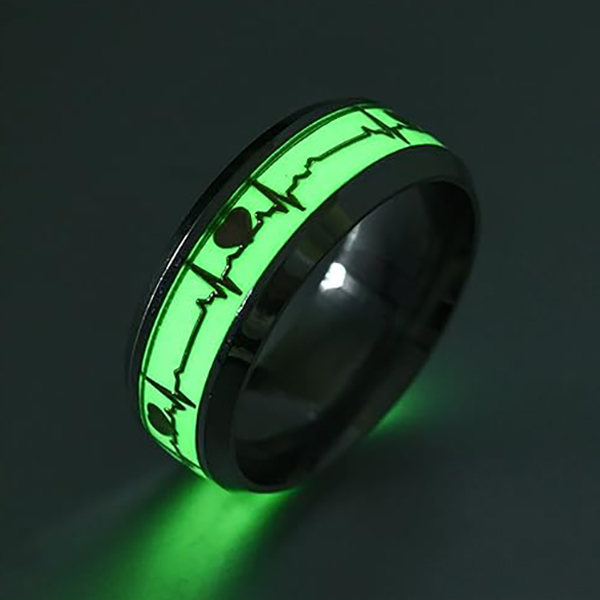  Size 9 Stainless Steel Luminous Finger Rings For Couples- Glowing In The Dark Accessories