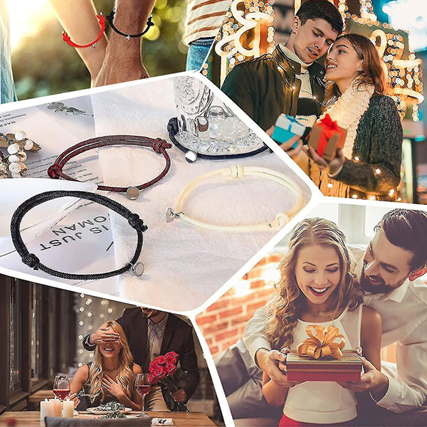Adjustable Romantic Couple Bell Magnetic Bracelets- Adjustable Rope Bracelets for Girls and Boys