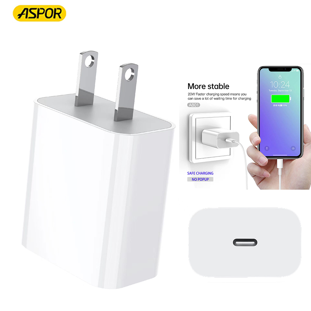 Aspor A801 New 20W Fast Charging  Power Adaptor for Mobile Phone