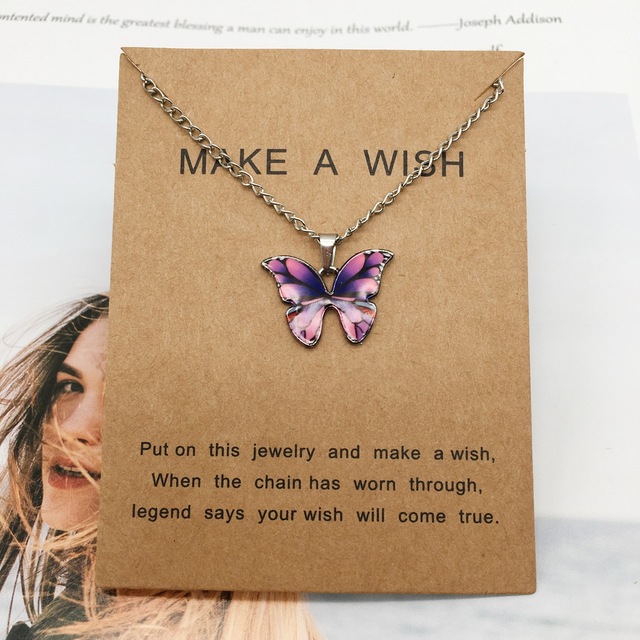 New Make a Wish Tag Design Butterfly choker necklace for women and girls_ jewelry gift.