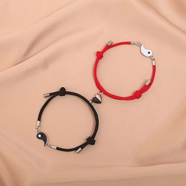 Fashion Braided Rope Magnetic Pair Promise Bracelets For Friends & Lovers - Adjustable Gift Accessories.