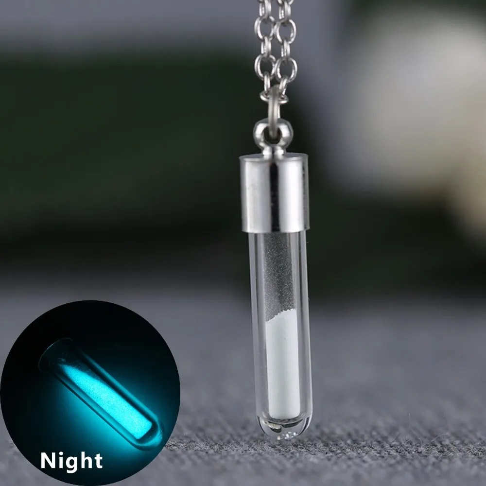 Glowing In The Dark Green Luminous Glass Pendant Necklaces- Adjustable Glowing Pendant for Women 