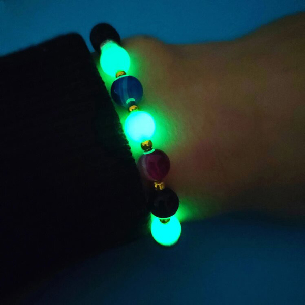 Glow In The Dark Luminous Beads Bracelets- Handmade Fluorescence Green Bracelets for Girls