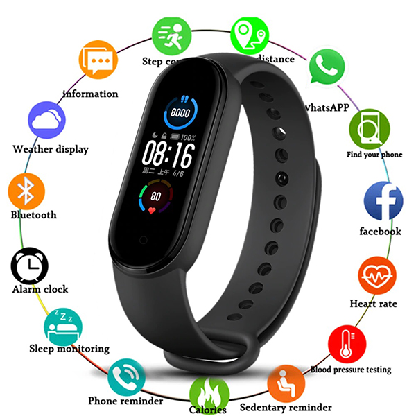 M5 Band Sport Wristband Blood Pressure Monitor Heart Rate Smart Watch With Fitpro App