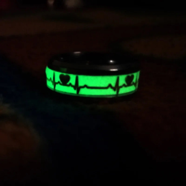  Size 9 Stainless Steel Luminous Finger Rings For Couples- Glowing In The Dark Accessories